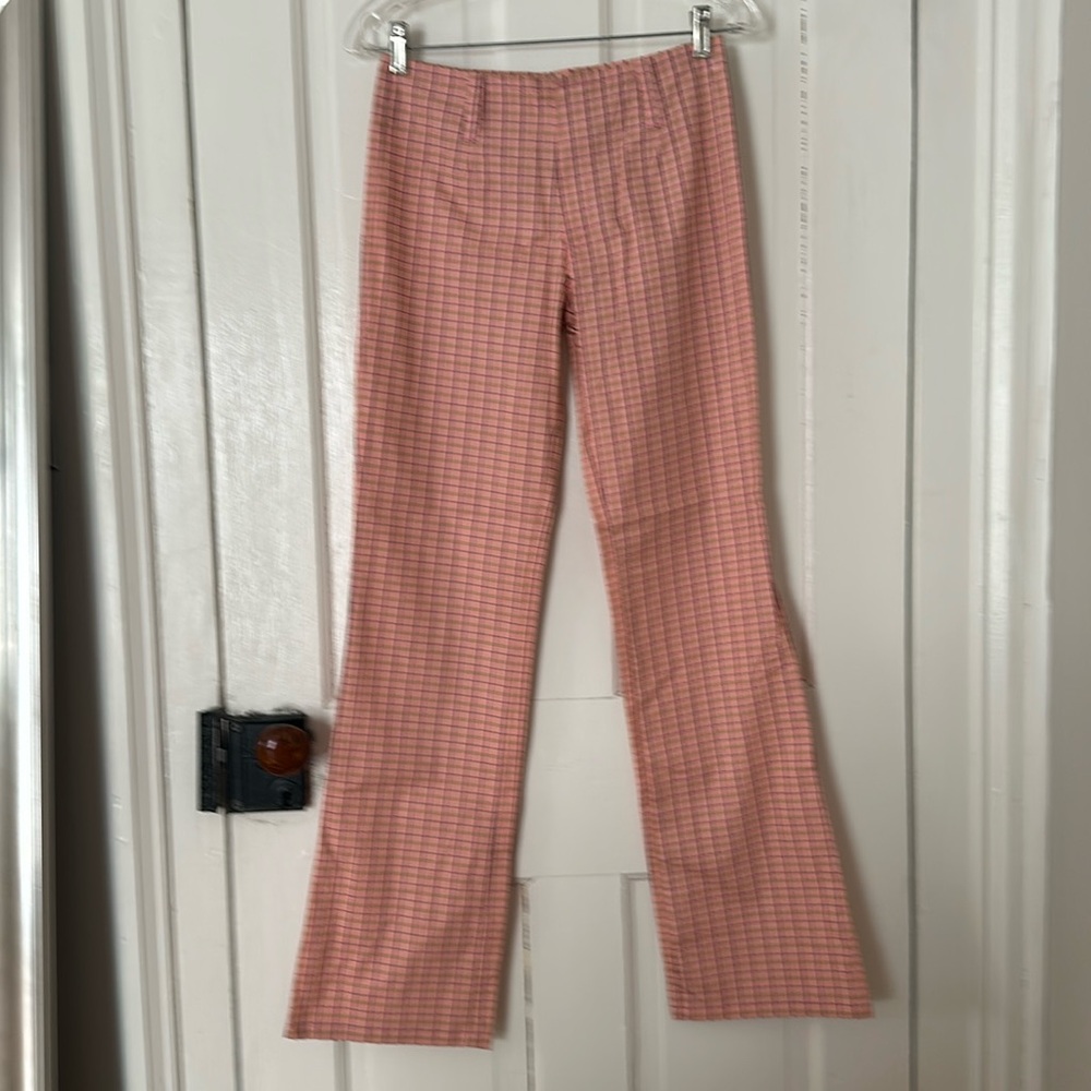 Y2K Low Rise Pink Plaid Pants Medium NWOT